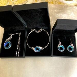 Kate Lynn “Rise from the Ashes” phoenix jewelry set: bracelet, earrings,necklace